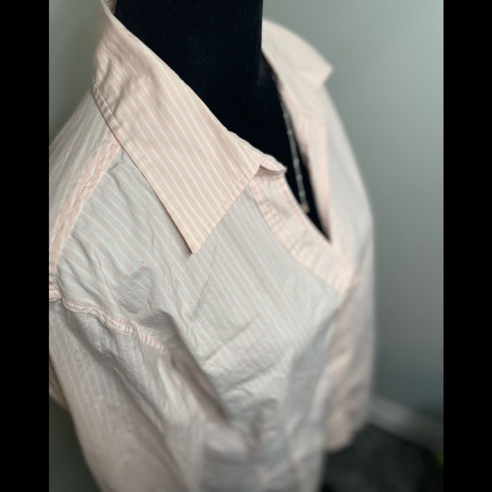 Gap Stretch Pink & White Stripe Button Down Long Sleeve Shirt X-Large EPC